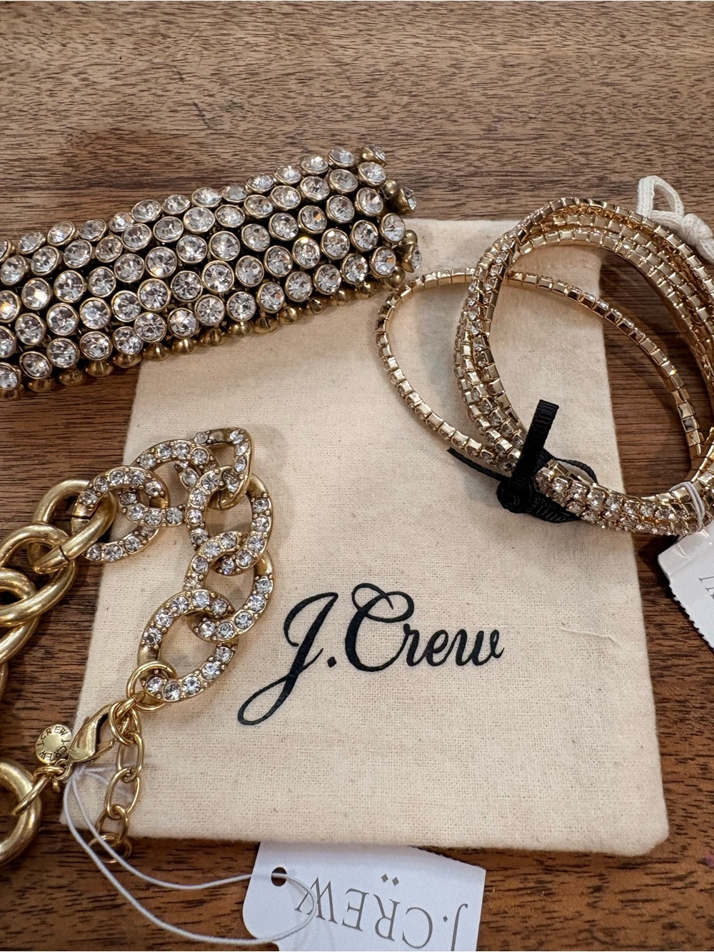 J. Crew Gold Rhinestone Bracelet Set